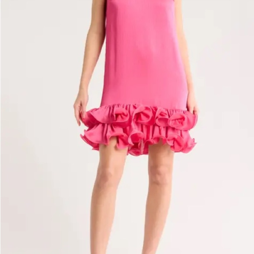 Excellent Condition Feather Sleeveless Ruffle Hem MinidressTrina Turk sz XLG - Picture 4 of 6